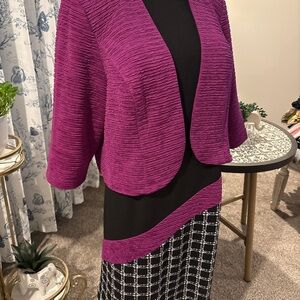 Elegant Fuchsia Midi Dress with Jacket